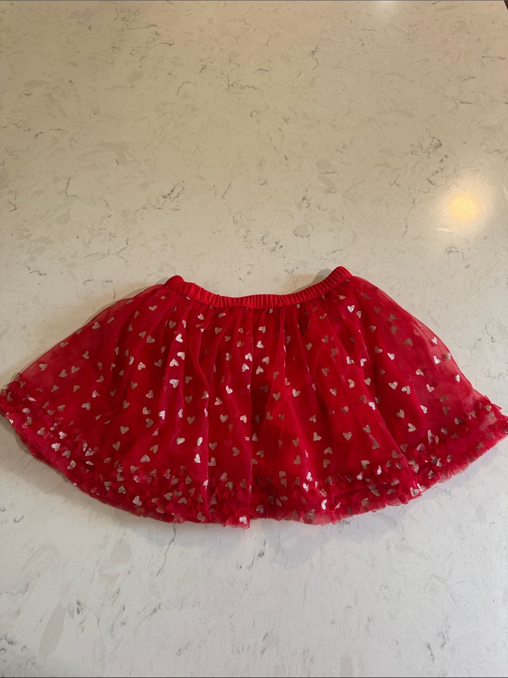 Source Unknown Red Tulle Heart Print Dance Skirt